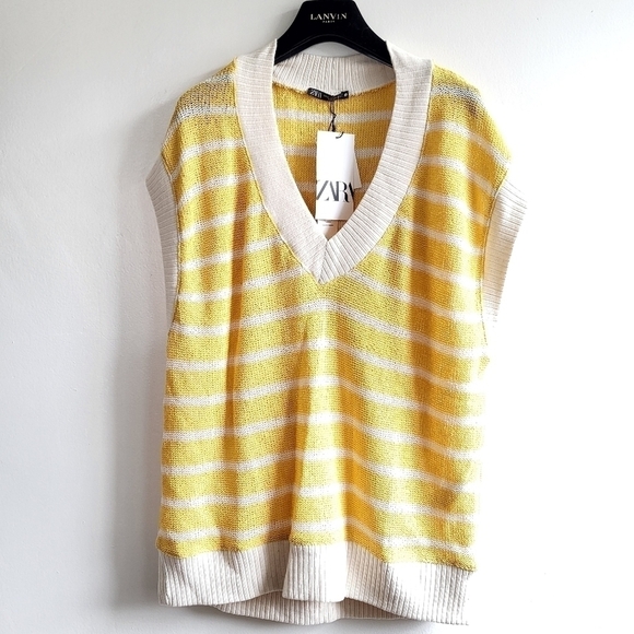 Zara Rustic Striped Knit High Waist Pants & Top Loungewear Set NWT Medium - Picture 8 of 15